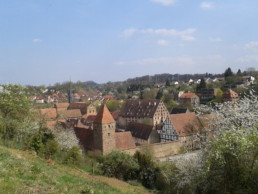 Sicht von den Weinbergen aufs Kloster